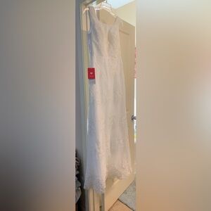 New white lace wedding dress.